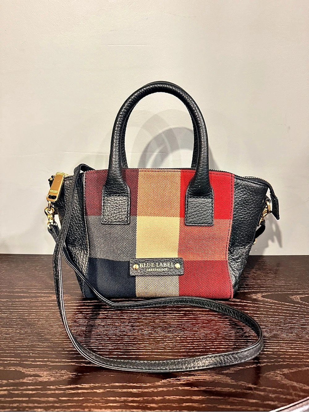 Burberry Blue Label Crestbridge Plaid Hand/Crossbody Bag in Black & Red Like New